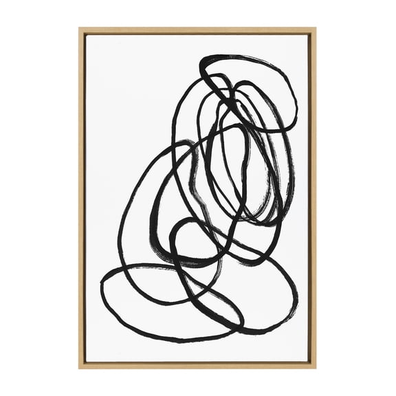 Kate and Laurel Sylvie Ring of Light 2 Framed Canvas Wall Art by Nikki Chu, 23x33 Natural, Decorative Abstract Art Print for Wall