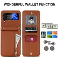 thumbnail image 4 of Allytechgroup Wallet Case for Samsung Galaxy Z Flip 4 with Crossbody Strap, Premium PU Leather Zipper Pocket Shockproof Cards Holder Phone Case for Women Girls, Brown, 4 of 8