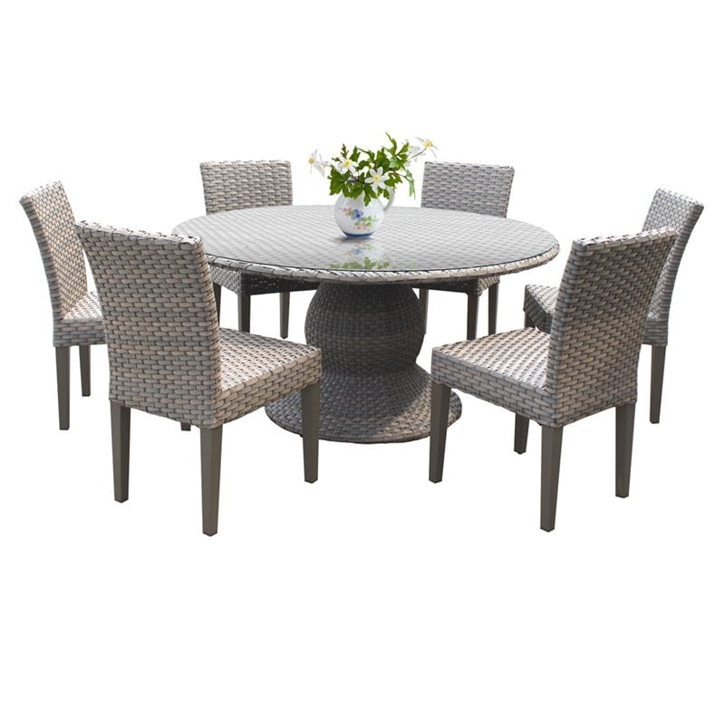 Bowery Hill 7 Piece 60" Round Glass Top Patio Dining Set