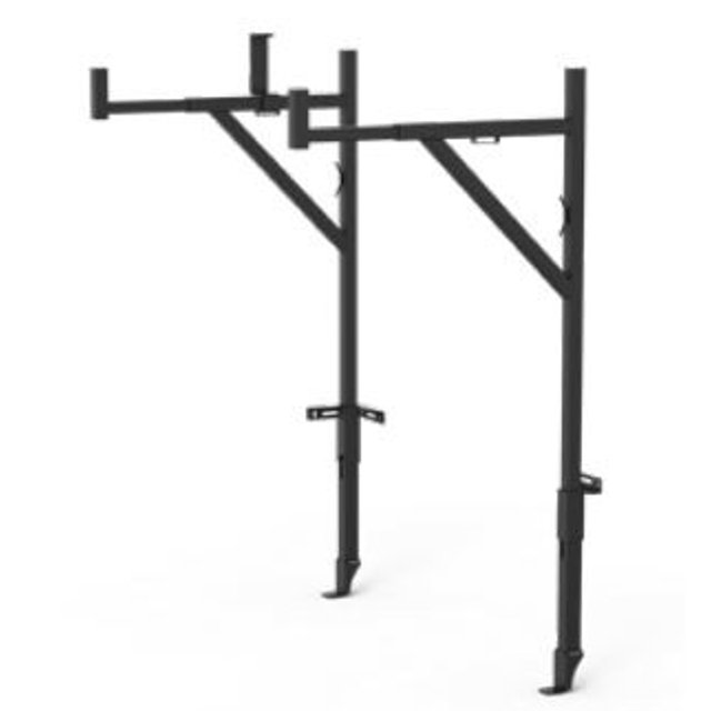 Holman Ladder Rack 30091 Quick Pack; 250 Pound Capacity; Upright Supports Bolted to Truck Bed; Multi-Fit; Adjustable Arm Angle and Width; Powder Coated; Black; Steel; With Strap