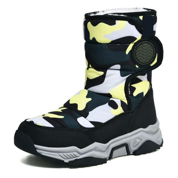 Krdevn Kids Winter Snow Boots Waterproof Lined Thick Sole Anti High Top Comfortable Casual Shoes for Boys Girls Everyday Play,5.5