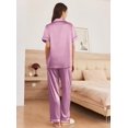 thumbnail image 2 of EKOUAER Women'S Silk Pajamas Set Button Up Satin Pjs Set Short Sleeve Button Down Pjs Pink Pj Set 2 Piece, 2 of 4
