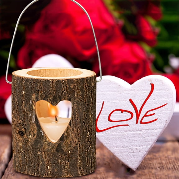 Goowood Wooden Heart Tea Light Candle Holder Handmade Decorative Stand for Wedding Anniversary and Rustic Home Party Decor piece 1 count