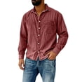 thumbnail image 2 of Men's Casual Long Sleeve Shirt with Classic Collar and Chest Pocket for Everyday Comfort in Autumn and Winter Seasonal Everyday Wear for Men's Shirts Red L, 2 of 5