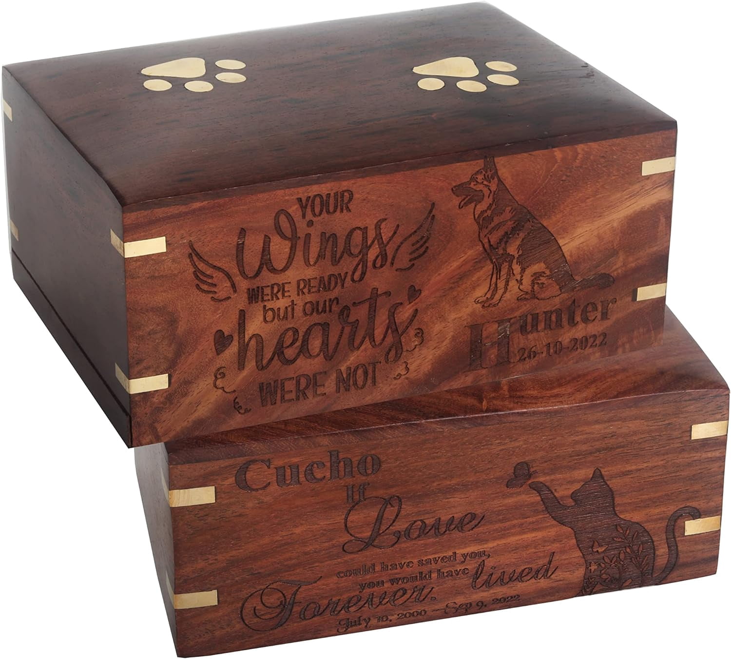 Rosewood Pet Urn For Dog Ashes - Personalized Wooden Urn For Ashes - Memorial Keepsake Funeral Cremation Urn Box -  7.5 X 5.5 X 3.5 - 100Lbs Or 45Kg