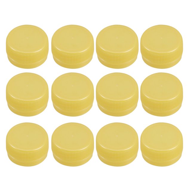 100pcs Plastic Drink Bottle Covers Colorful Spring Water Bottle DIY Caps (Yellow)