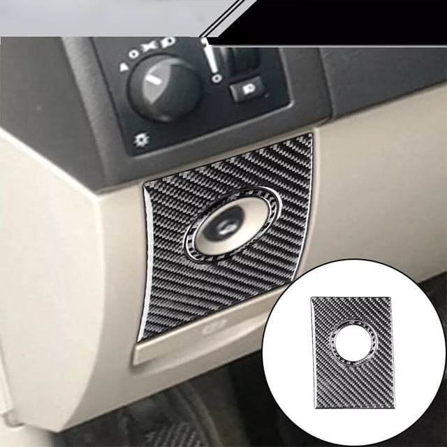 Real Bright Soft Car Interior Carbon Fiber Sticker DecorationFor Chrysler 300 300C Carbon Fiber Interior Trunk Release Surround CoverAuto Car Protection Interior Accessories