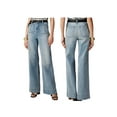 thumbnail image 3 of Women Wide Leg Jeans High Waisted Stretchy Straight Leg Jeans Loose Trendy Denim Pants with Pocket Light Blue Regular L, 3 of 7