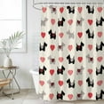 thumbnail image 4 of Cute Scotch Dogs Bathroom Shower Curtains with 12 Hooks Polyester Waterproof Shower Curtain for Stalls and Bathtubs Red Heart Lovely Pets Vintage Decorative Bathroom Privacy Curtain 54x78 Inches, 4 of 9