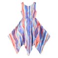 thumbnail image 2 of Girls Dress Multicolor Tie Dye Striped Hanky Hem Watercolor Party Beach 12 Years, 2 of 6