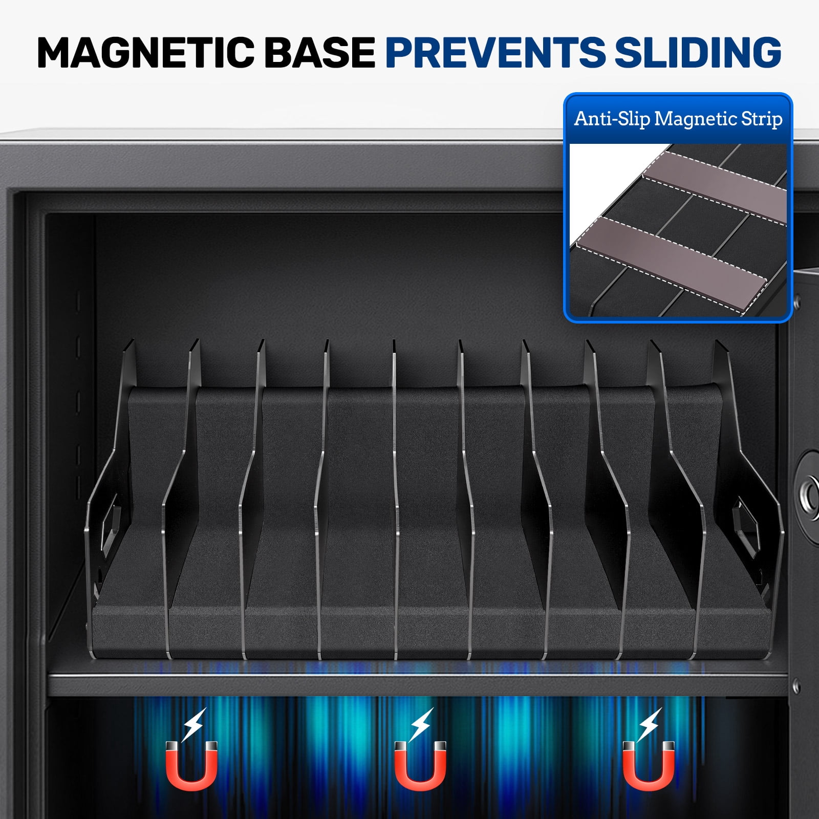 Blacksmith Pistol Rack Handgun Stand Fit 9 Guns XL 2 Inch Slot Wide Black