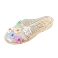 thumbnail image 3 of HAJWOH Women's Flower Jelly Sandals Summer Beach Slippers Colorful Floral PVC Slides Waterproof Non-Slip Flat Shoes for Outdoor Indoor, 3 of 6