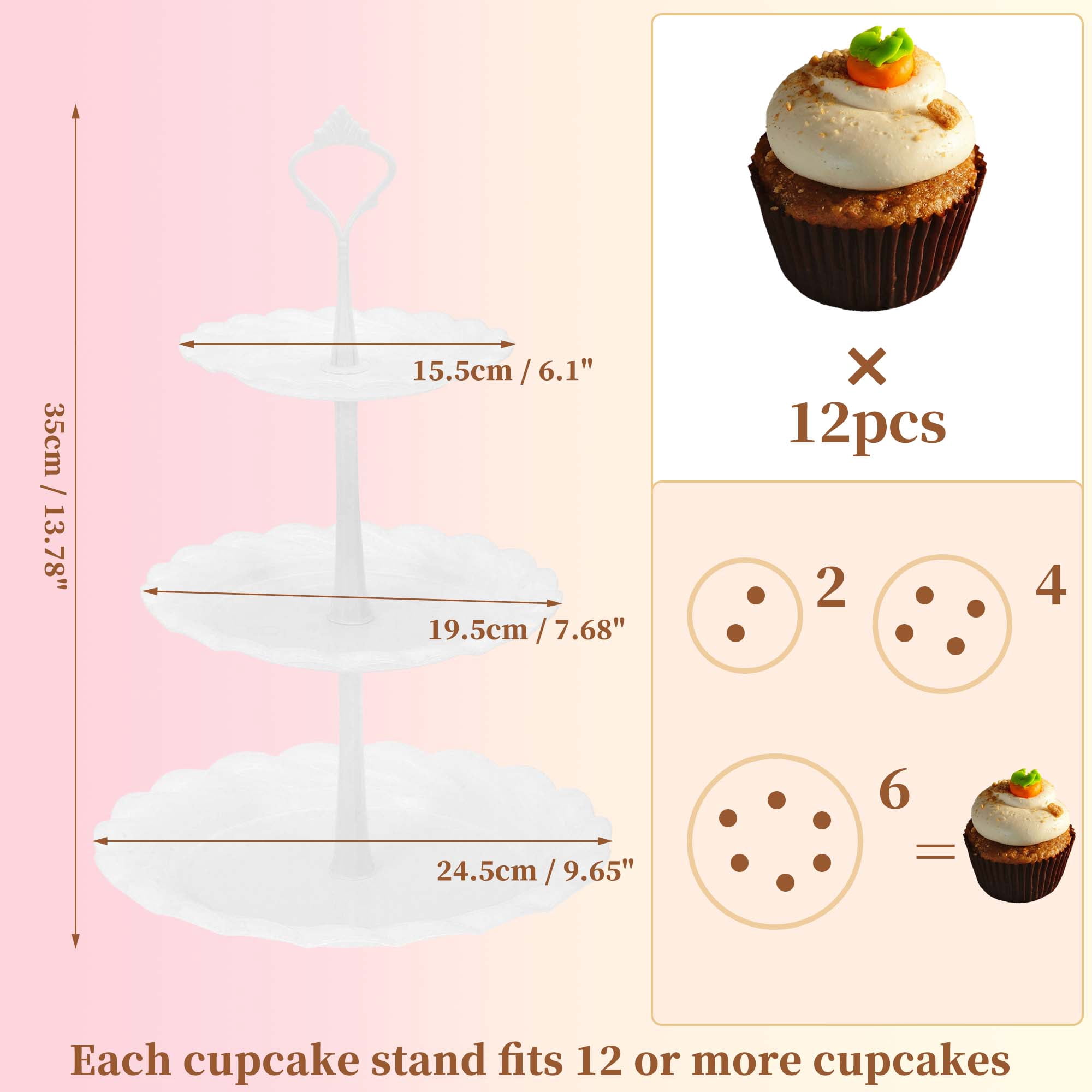 Unique Bargains 3-Layer Cupcake Stand Round Display Holder White