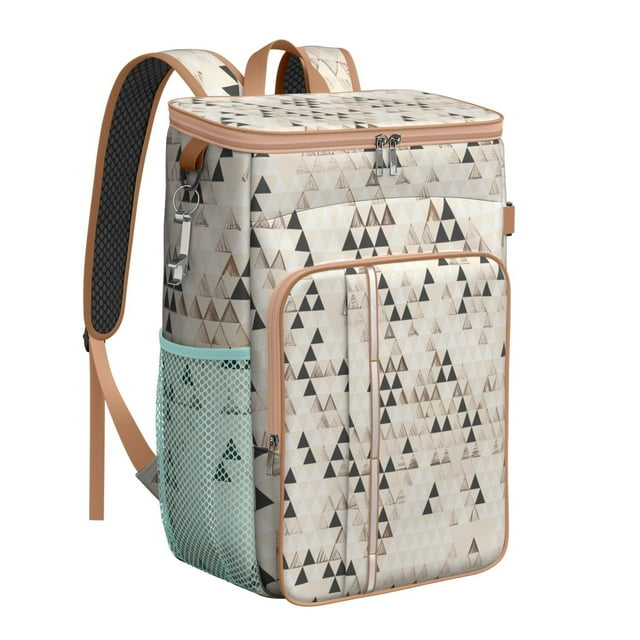 Abstract Geometric Cooler Backpack - 20L Insulated Leakproof Bag, Bohemian Style for Camping & Beach