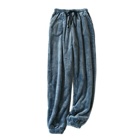 

Niuer Women Trousers Drawstring Lounge Pant Solid Color Pajama Pants Flannel Pj Bottoms Elastic Waist Sleepwear Blue 3XL
