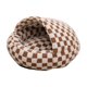 thumbnail image 4 of Cama cueva para gatos con funda con capucha, relajante, acogedora, cálida, redonda y suave para mascotas, suministros para mascotas, cachorros, perros Cuadros marrones 40cm, 4 of 8