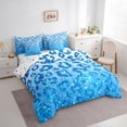 thumbnail image 3 of Feelyou Glitter Leopard Print Comforter Set 7pcs, Blue Sequin Print King Bedding Sets, 3 of 8