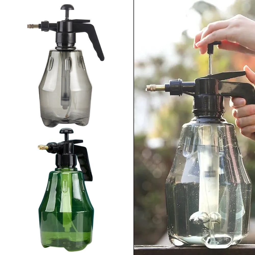Whatever You Like-1.5L Manual Pressure Sprayer - Adjustable Nozzle Garden Watering Can for Plants, Flowers, Bonsai, Succulents - Transparent PET Bottle with Mist and Stream Modes (Grey/Gr