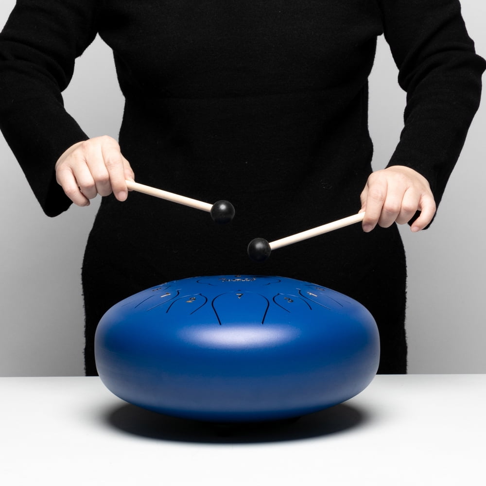 12" Steel Tongue Drum with Padded Travel Bag, Drums Kit for Kids and Adults (11 note, Blue)