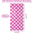 thumbnail image 2 of Preppy Birthday Party Streamers Backdrops Decorations, NOGIS 3 Pcs Pink Checkered Foil Fringe Curtain Photo Booth Props for Girls Race Car Smiley Face Baby Shower Party Decor Supplies, 2 of 7