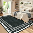 thumbnail image 2 of Garvee 8x10 Geometric Bordered Rug Solid Area Rug with Non Slip Backing, Washable Rug Soft Neutral Floor Mat for Living Room Bedroom Dining Room, Black, 2 of 6