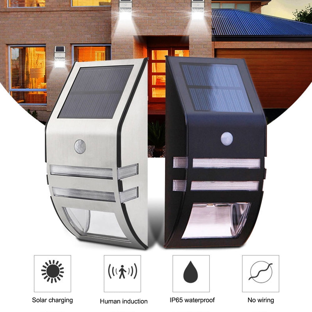 Stainless Steel Solar Power LED Motion Sensor Outdoor Garden Wall Light Lamp 
