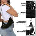 thumbnail image 3 of HDE Women's Metallic Mesh Evening Bag Braid Knotted Shoulder Purse Black, 3 of 6