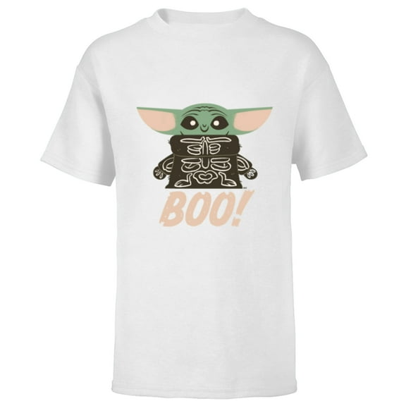 Star Wars Grogu The Mandalorian Halloween Skeleton Boo - Short Sleeve T-Shirt for Kids - Customized-White