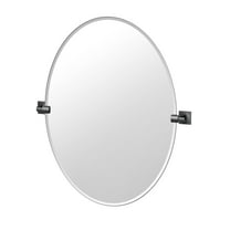 Gatco Waterline 32" Frameless Oval Mirror, Matte Black