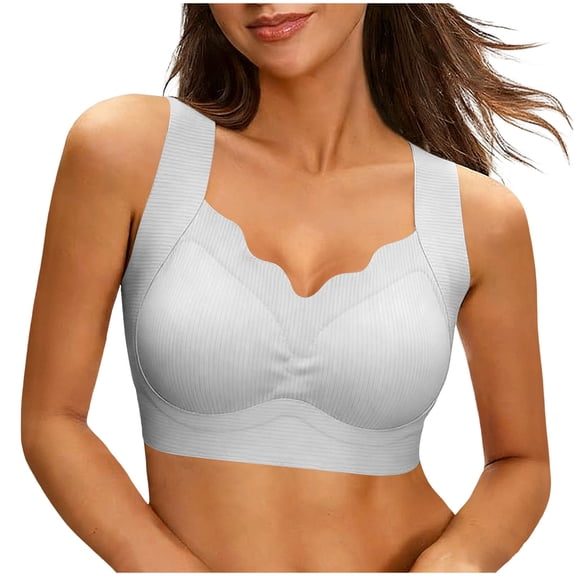 Fatuov Daily Wear Bra for Women Push Up Solid Color No Underwire Bralette Seamless Full Coverage Soft Bra 38A, White