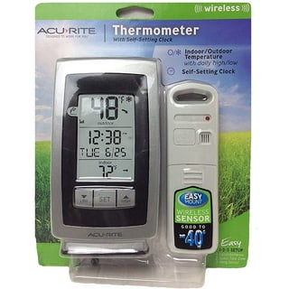  AcuRite 00611 Indoor Outdoor Thermometer with Wireless  Temperature Sensor & Hygrometer White Small : Patio, Lawn & Garden