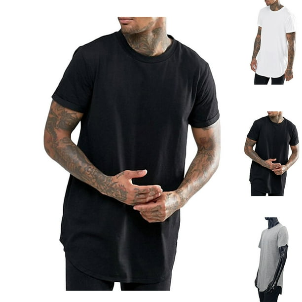 Guardurnaity Hombres Camisetas largas Hip Hop Camiseta Manga corta Palangre Camisetas largas Hip Hop Camisetas casuales Blusa Camisetas negro L Walmart en linea