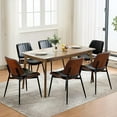 thumbnail image 4 of Dining Chairs Set of 2 - Mid Century Modern Upholstered Retro PU Leather Kitchen Chairs with Walnut Bentwood Back and Metal Legs for Dining Room and Kitchen, Black Shell Strips, 4 of 7
