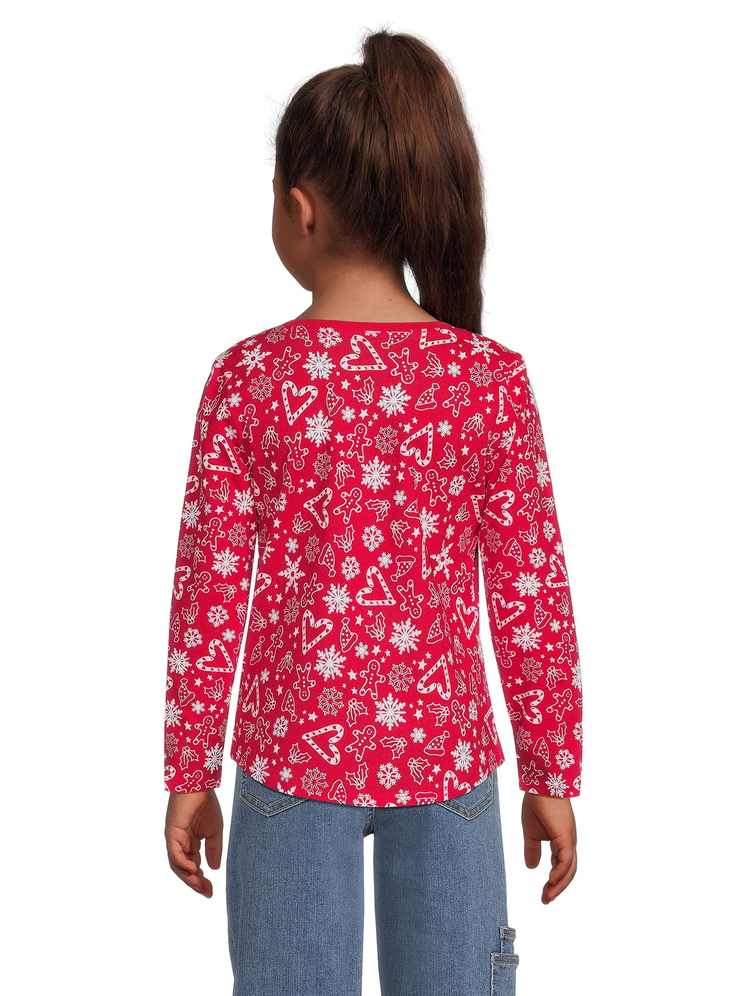 Wonder Nation Girls Long Sleeve Solid, Print, Graphic Tees, 3-Pack, Sizes 4-18 & Plus