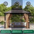 thumbnail image 4 of Clouddwell 12' x 12' Gazebo for Patio, Gazebo Pergola with Sloped Roof, Large Wall-Mounted Heavy Duty Awnings, for Deck, Patio and Backyard,Brown, 4 of 8