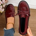 thumbnail image 6 of Womens Tassel Penny Loafers Patent Low Heels Slip On Footwear Pumps Shoes Patent Slip-On Penny Loafers Flats Bow Tassel Oxfords Dress Shoes Red Women Sandal, 6 of 9