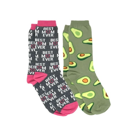 Women's Best Mom Ever Fun Socks & Avocados All-Over Food Novelty Socks - 2 (Best Clothes For Pear Shaped)