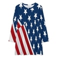 thumbnail image 2 of American Flag Blue Red White Loose Dress Evening Dress Summer Dresses for Women Luxury Dress Long Sleeved Dress, 2 of 4
