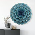 thumbnail image 4 of LuxenHome 23.5  Round Teal Blue Flower Metal Wall Decor, 4 of 4