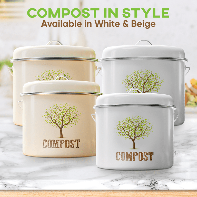 Vipush Compost Bin Kitchen Countertop Compost Bin with lid Small Compost  Bin Includes Inner Compost Bucket Liner & Charcoal Filter, Green