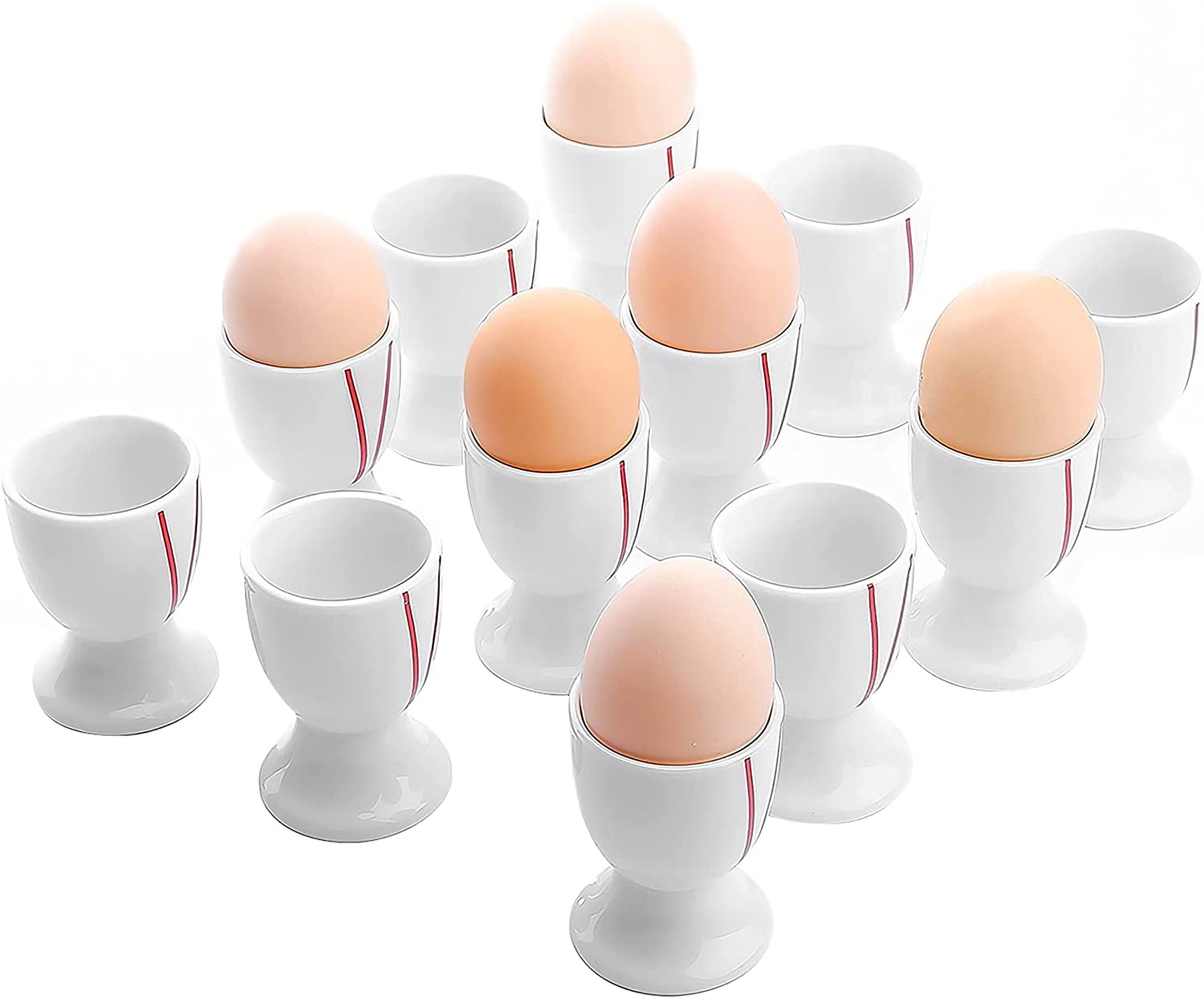 12-Piece 2.8 Egg Cups Ivory White Porcelain China Ceramic Cream White Egg Stand Holder MALACASA Series Felisa