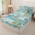 thumbnail image 2 of Castle Fairy Retro Surf Skeleton Tile Zipper Twin Comforter Sets with Fitted Sheet and 2 Pillowcases,Tropical Palm Wave Summer Seamless Print Zipper Bedding Set,Sky Cream,Reversible,4-Piece, 2 of 6