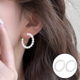 thumbnail image 3 of tasrioml Pair Huggie Earrings Faux Pearl Round Shape Exaggerated Solid Color Anti-allergy Lightweight Stainless Ear Decoration Jewelry Earrings, 3 of 7