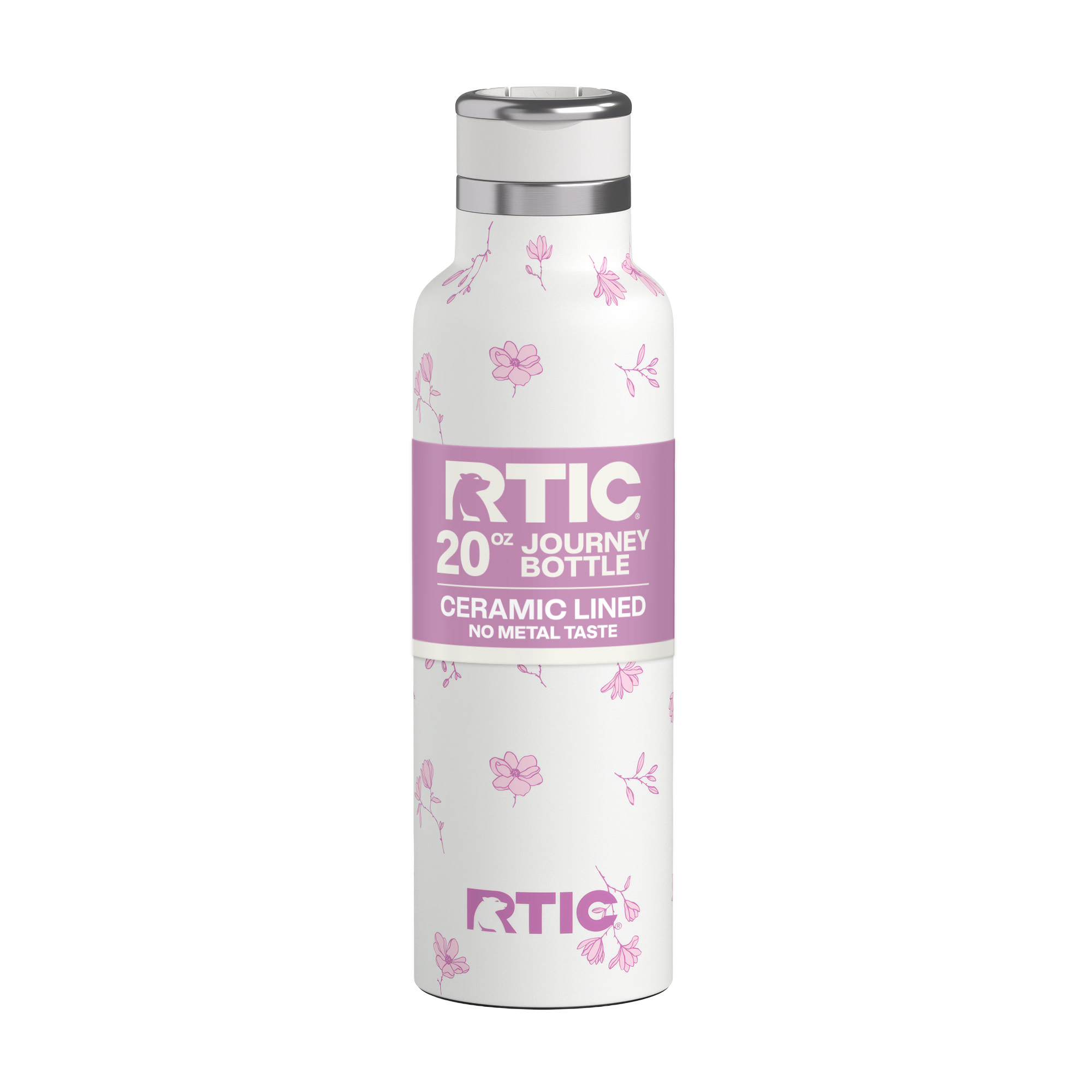 RTIC 20 oz Journey Insulated Water Bottle, Pink Magnolias