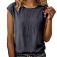 thumbnail image 2 of Womens Short Sleeve Tops Women's Cotton and Linen Embroidered Sleeveless Casual Top, 2 of 4