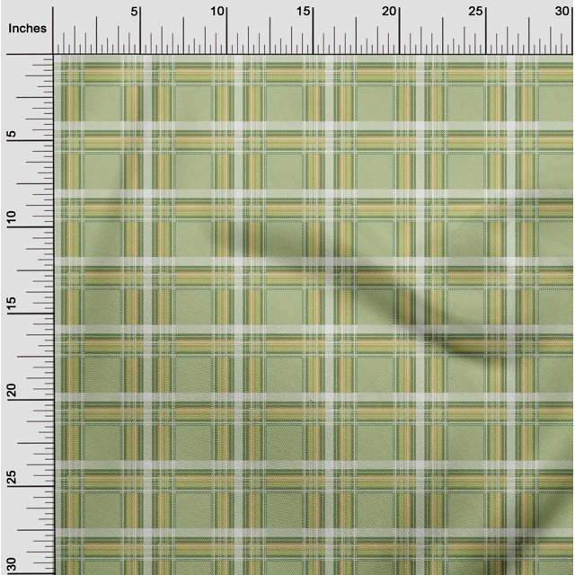 oneOone Silk Tabby Fabric Tartan Check Printed Fabric 1 Yard 42 Inch Wide