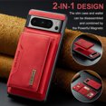 thumbnail image 2 of 2 In 1 Wallet Case Compatible with Google Pixel 8 Pro, Premium PU Leather Phone Case Back Cover Magnetic Detachable with Trifold Wallet Card Holder Pocket for Google Pixel 8 Pro, Red, 2 of 10