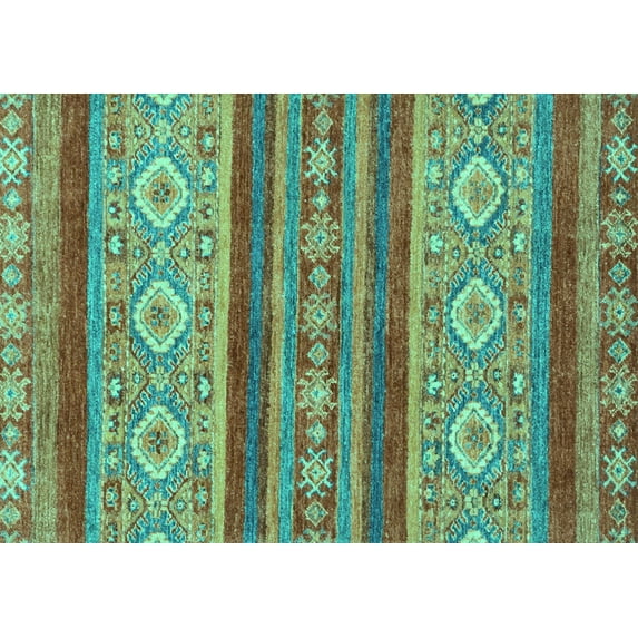 Ahgly Company Indoor Rectangle Abstract Turquoise Blue Modern Area Rugs, 2' x 3'
