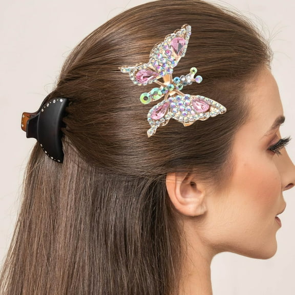COMPUKAS Moving Butterfly Hair Clip With Bling For Women 1Pcs