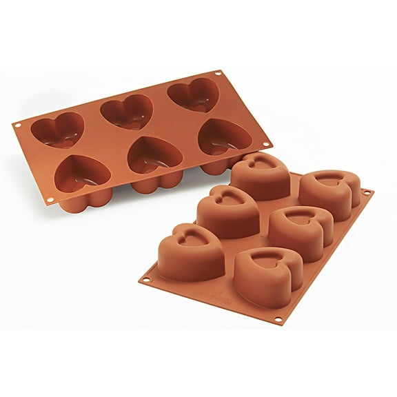 Silikomart Professional SF124 Silicone Baking Mold Passion Heart, 6 Cavities 1 Each